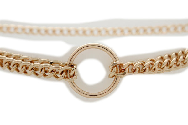 Brand New Women Black Stretch Waistband Fashion Belt Hip Waist Gold Metal XX Charm Fit S M