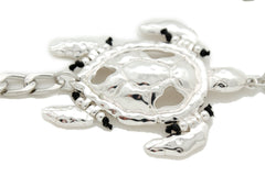 Women Silver Metal Chain Link Skinny Bling Turtle Buckle Fashion Belt