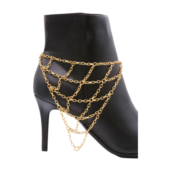 Brand New Women Gold Metal Chain Western Boot Bracelet Anklet Shoe Triangle Charm