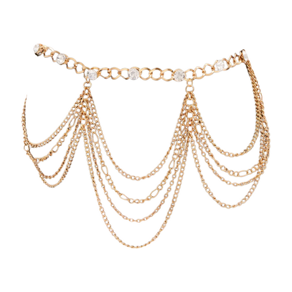 Brand New Women Gold Metal Boot Chain Bracelet Shoe Anklet Bling Wave Charm One Size
