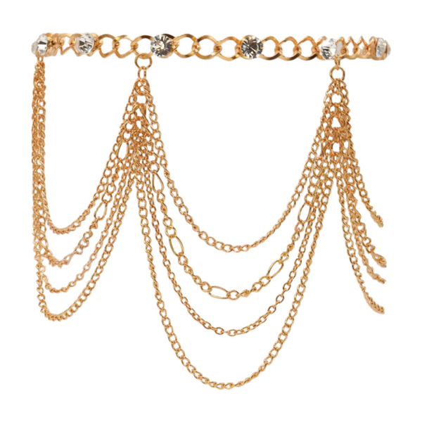Brand New Women Gold Metal Boot Chain Bracelet Shoe Anklet Bling Wave Charm One Size