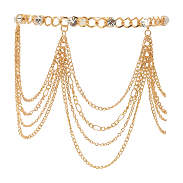 Brand New Women Gold Metal Boot Chain Bracelet Shoe Anklet Bling Wave Charm One Size