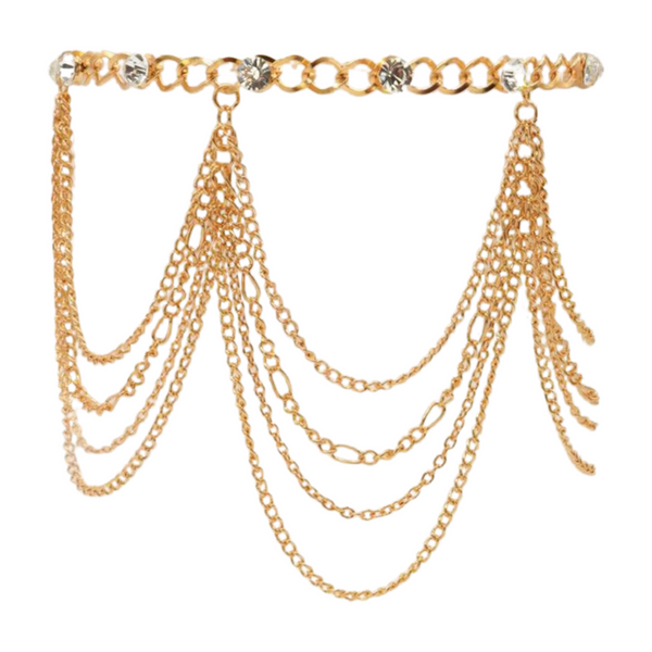 Brand New Women Gold Metal Boot Chain Bracelet Shoe Anklet Bling Wave Charm One Size