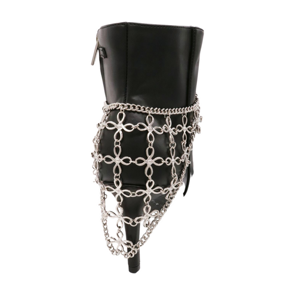 Brand New Women Silver Metal Chain Boot Bracelet Shoe Flower Triangle Charm