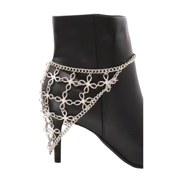 Brand New Women Silver Metal Chain Boot Bracelet Shoe Flower Triangle Charm