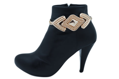 Brand New Women Gold Metal Chain Boot Bracelet Western Shoe Arrow Retro 80's Charm Jewelry