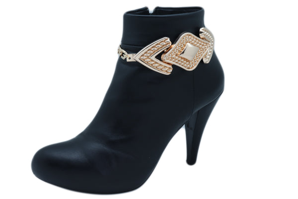 Brand New Women Gold Metal Chain Boot Bracelet Western Shoe Arrow Retro 80's Charm Jewelry