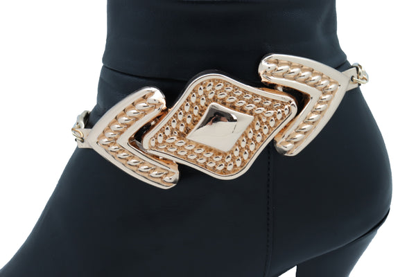 Brand New Women Gold Metal Chain Boot Bracelet Western Shoe Arrow Retro 80's Charm Jewelry