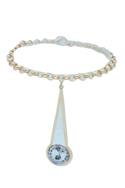 Brand New Women Gold Metal Western Boot Chain Bracelet Anklet Shoe Fancy Drop Bling Charm