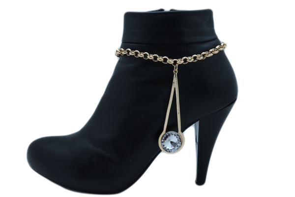 Brand New Women Gold Metal Western Boot Chain Bracelet Anklet Shoe Fancy Drop Bling Charm