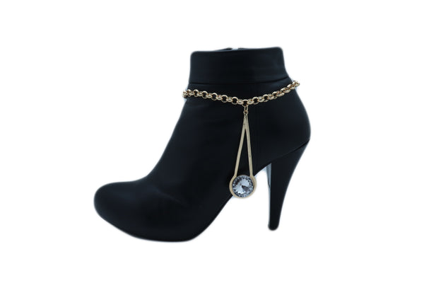 Brand New Women Gold Metal Western Boot Chain Bracelet Anklet Shoe Fancy Drop Bling Charm