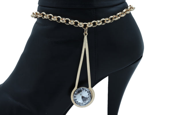 Brand New Women Gold Metal Western Boot Chain Bracelet Anklet Shoe Fancy Drop Bling Charm