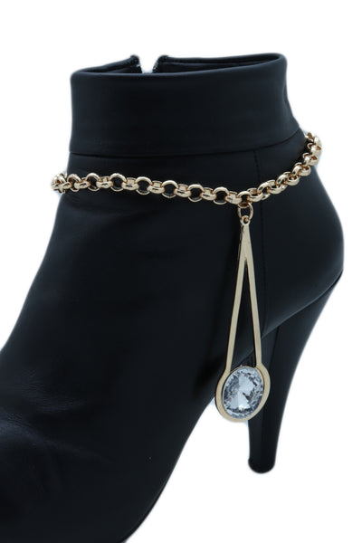 Brand New Women Gold Metal Western Boot Chain Bracelet Anklet Shoe Fancy Drop Bling Charm