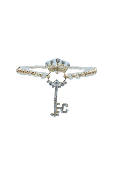 Women Fashion Western Boot Gold Metal Chain Shoe Bracelet Bling Crown Key Charm Adjustable One Size