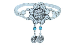 Women Silver Metal Chain Boot Bracelet Anklet Shoe Sun Flower Coin Charm Jewelry Adjustable One Size