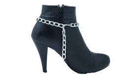 Women Silver Metal Chain Boot Bracelet Anklet Shoe Sun Flower Coin Charm Jewelry Adjustable One Size