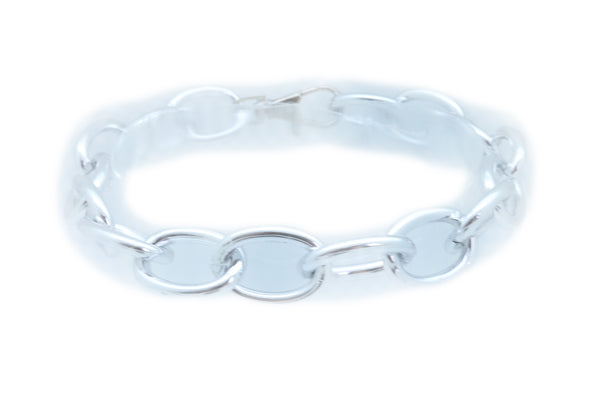 Women Western Silver Metal Chain Chunky Links Boot Bracelet Shoe One Size Adjustable Band