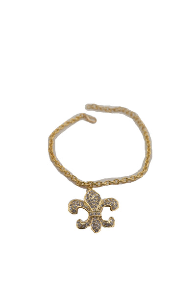 Brand New Women Gold Boot Chain Bracelet Western Shoe Anklet Fleur De Lis Lily Bling Charm