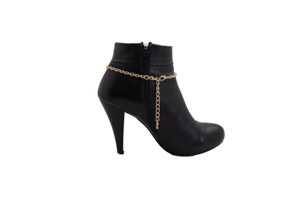 Brand New Women Gold Boot Chain Bracelet Western Shoe Anklet Fleur De Lis Lily Bling Charm