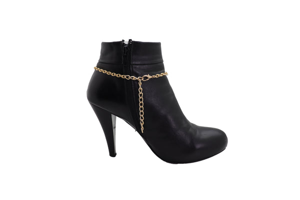 Brand New Women Gold Boot Chain Bracelet Western Shoe Anklet Fleur De Lis Lily Bling Charm