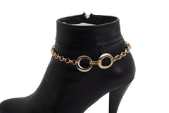 Gold Metal Chain Boot Bracelet Shoe Infinity Circles Charm Anklet