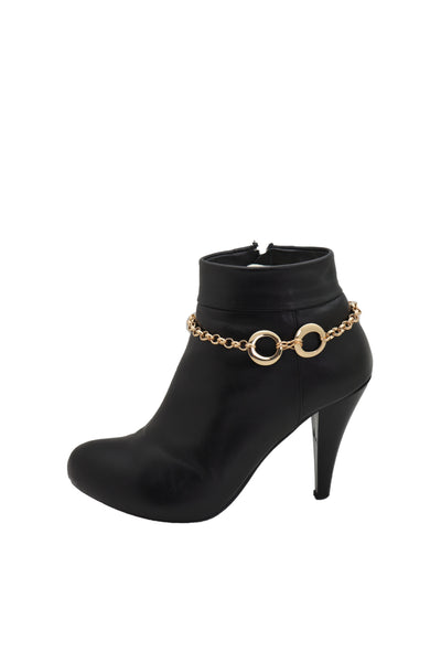 Brand New Women Gold Metal Chain Boot Bracelet Western Shoe Infinity Circles Charm Anklet