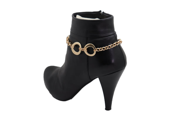Brand New Women Gold Metal Chain Boot Bracelet Western Shoe Infinity Circles Charm Anklet