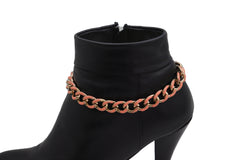 Western Bracelet Gold Metal Boot Chain Coral Links Anklet Shoe Charm Bling