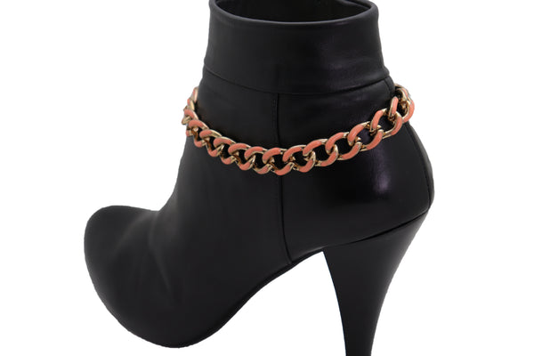 Brand New Women Western Bracelet Gold Metal Boot Chain Coral Links Anklet Shoe Charm Bling