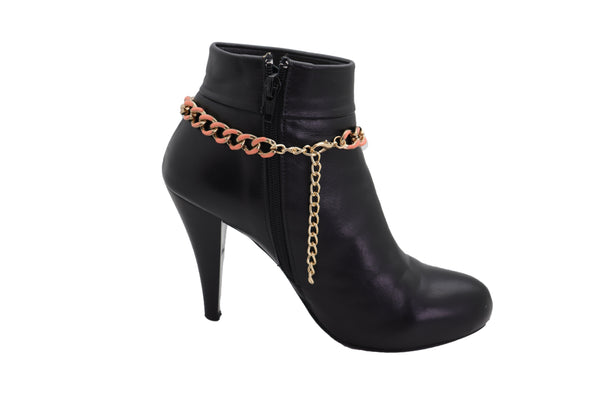 Brand New Women Western Bracelet Gold Metal Boot Chain Coral Links Anklet Shoe Charm Bling