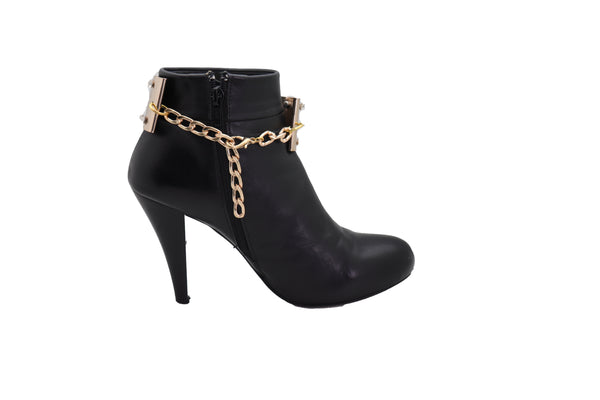 Brand New Women Gold Metal Bling Plate Chain Boot Bracelet Strap Shoe Charm Anklet Band