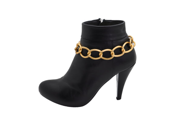 Brand New Women Gold Metal Textured Chain Chunky Links Boot Bracelet Shoe Fashion Jewelry