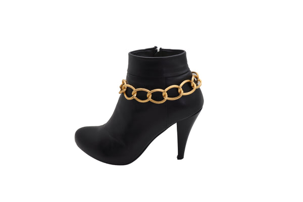 Brand New Women Gold Metal Textured Chain Chunky Links Boot Bracelet Shoe Fashion Jewelry
