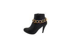 Gold Metal Textured Chain Chunky Links Boot Bracelet Shoe