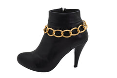 Gold Metal Textured Chain Chunky Links Boot Bracelet Shoe