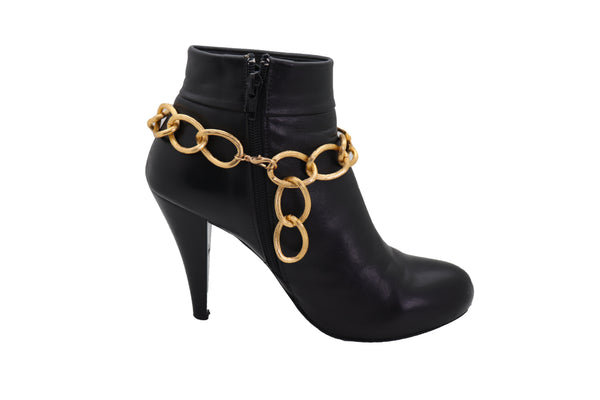 Brand New Women Gold Metal Textured Chain Chunky Links Boot Bracelet Shoe Fashion Jewelry