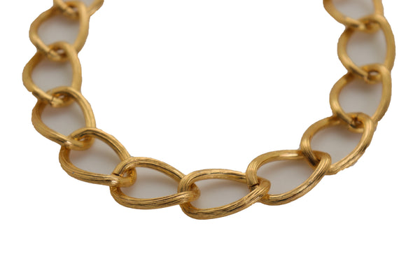 Brand New Women Gold Metal Textured Chain Chunky Links Boot Bracelet Shoe Fashion Jewelry