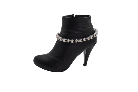 Brand New Women Silver Metal Chain Thick Motorcycle Links Western Boot Bracelet Charm Shoe