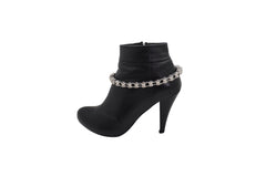 Silver Metal Chain Thick Motorcycle Links Western Boot Bracelet Charm Shoe