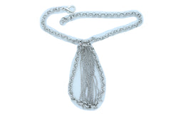 Silver Metal Chain Boot Bracelet Shoe Charm Wrap Around Tassel Fringes