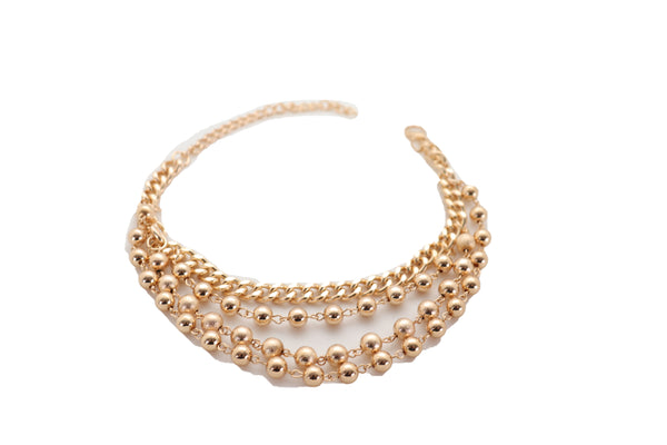 Brand New Women Gold Metal Chain Boot Bracelet Shoe Anklet Ball Waves Charm