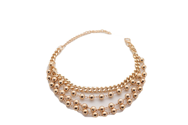 Brand New Women Gold Metal Chain Boot Bracelet Shoe Anklet Ball Waves Charm