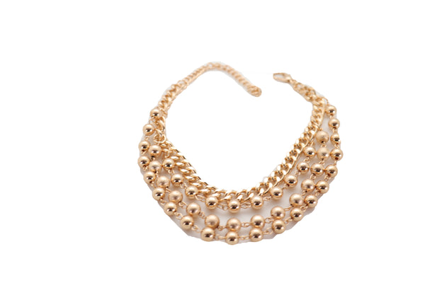 Brand New Women Gold Metal Chain Boot Bracelet Shoe Anklet Ball Waves Charm