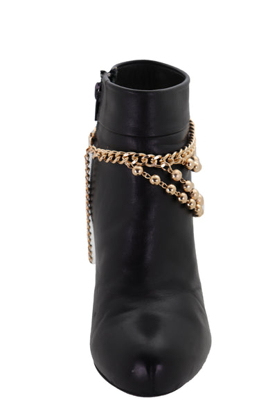 Brand New Women Gold Metal Chain Boot Bracelet Shoe Anklet Ball Waves Charm