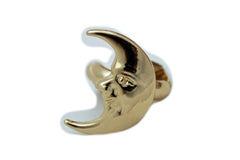 Women Gold Metal Ring Fashion Flashy Jewelry Crescent Half Moon Face Smiling