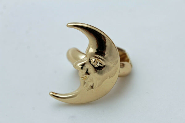 Brand New Women Gold Metal Ring Fashion Flashy Jewelry Crescent Half Moon Face Smiling One Size Fits All