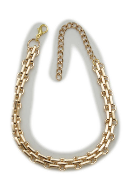 Women Boot Gold Metal Chain Links Bracelet Shoe Anklet Bling Classic Look Charm Style Look