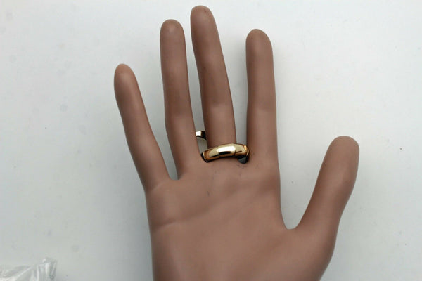 Brand New Women Gold Metal Ring Fashion Flashy Jewelry Crescent Half Moon Face Smiling One Size Fits All