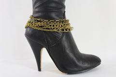 Gold Metal Boot Chains Bracelet Strap Multi Chunky Strands Shoe Charm Women Fashion - alwaystyle4you - 1