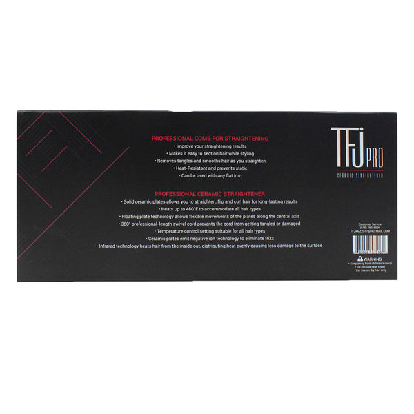 TFJ PRO  Professional Flat Iron Salon Women Ceramic Hair Straightener Comb Set Black